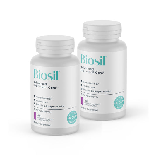 Biosil Advanced Hair + Nail Care 60-capsule bottles Pack of 2 hero image