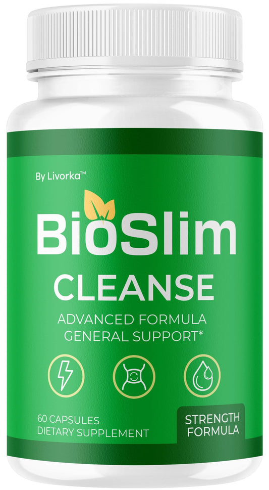 Front view of BioSlim Cleanse Capsules bottle with 60 capsules