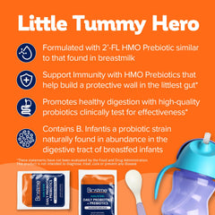 Product label showing key benefits for kids and infants