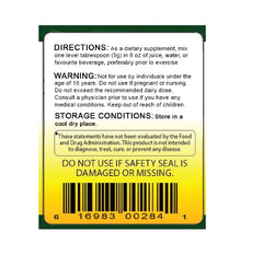 Creatine 60 label with serving information