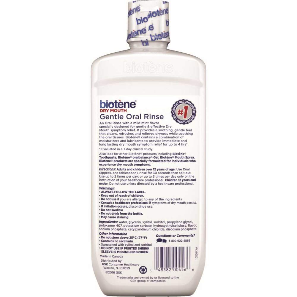 Biotène Moisturizing Oral Rinse Mild Mint 16 fl oz packaging - box
