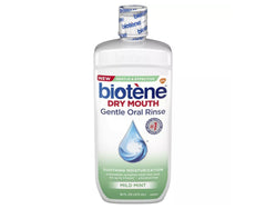 Biotene Moisturizing Oral Rinse Mild Mint 16 oz bottle with packaging variations