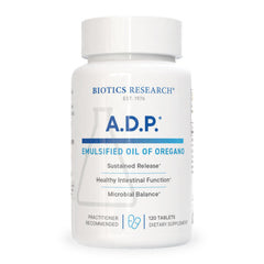 Biotics A.D.P. emulsified oil of oregano tablets bottle front view