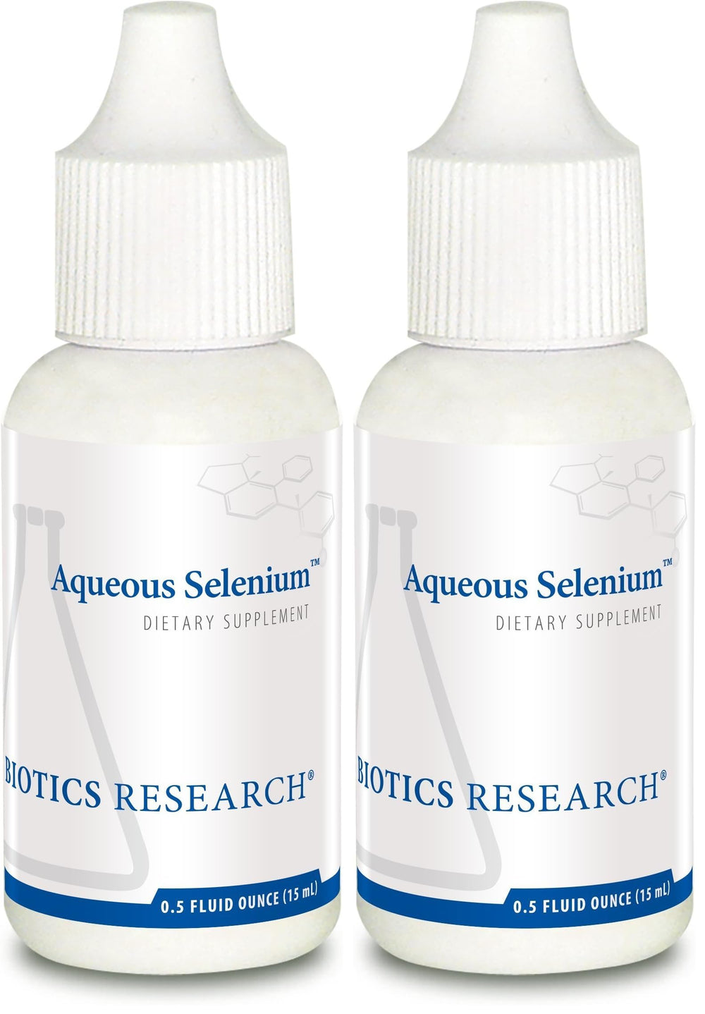 Front view of Biotics Research Aqueous Selenium Liquid Formula, pack of 2