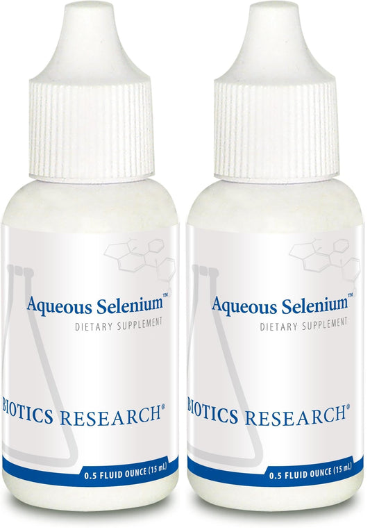 Front view of Biotics Research Aqueous Selenium Liquid Formula, pack of 2