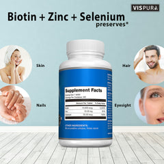 Label showing no artificial additives on biotin supplement