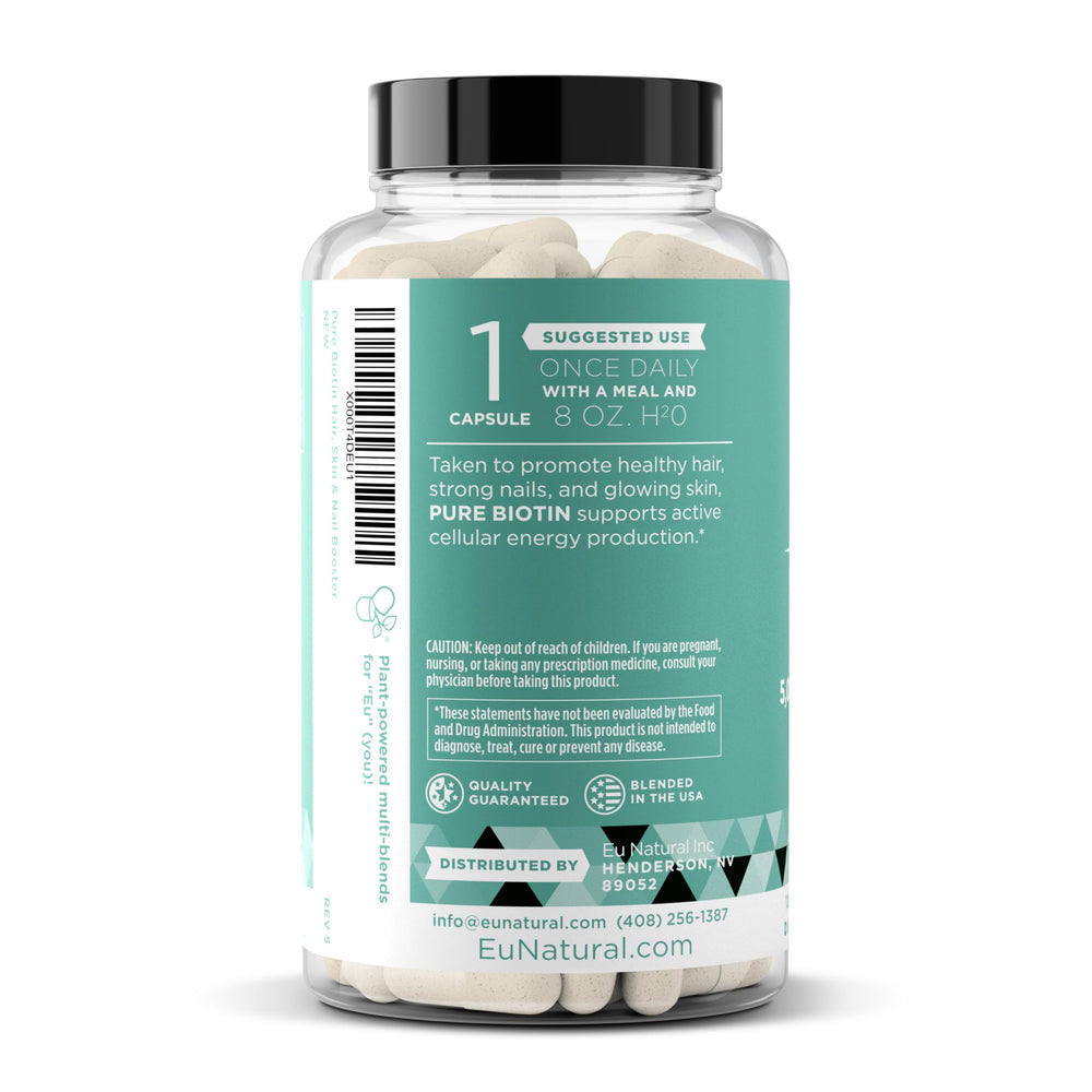 Gluten-free and dairy-free Biotin 5000 mcg capsules
