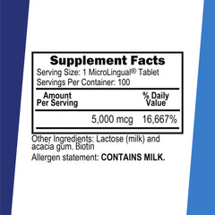 Biotin 5 mg per tablet dosage label