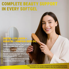 Healthy-looking hair and skin associated with biotin, collagen and keratin
