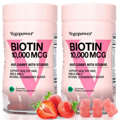 Biotin Gummy 10000mcg Strawberry flavor â 120 bears, front view