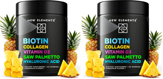 Front packaging of Biotin Gummies with Collagen and Vitamin D3 for hair, skin and nails