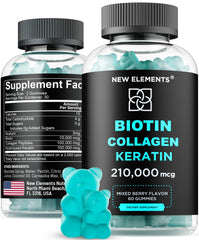 Bottle of Biotin Gummies with Keratin and Collagen Peptides