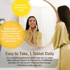 Unflavored Biotin tablets with 10,000 mcg potency