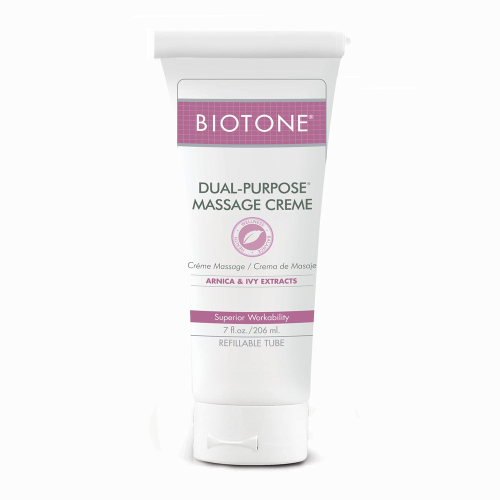 BIOTONE Dual-Purpose Massage Crème bottle with Arnica and Ivy Extracts