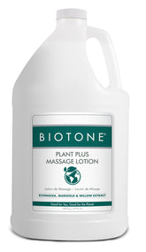 BIOTONE Plant Plus Massage Lotion 128 oz bottle with eco-conscious branding