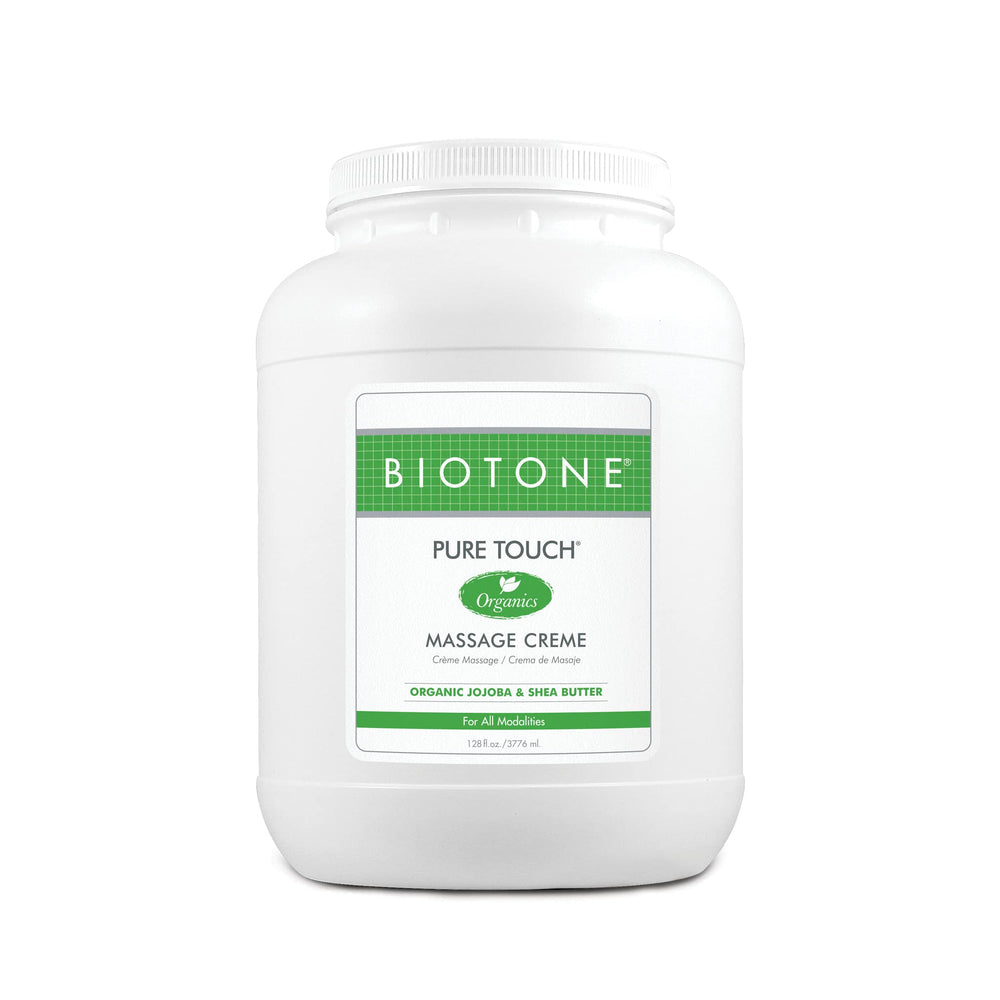 Biotone Pure Touch Organics Massage Creme bottle, 1 gallon size