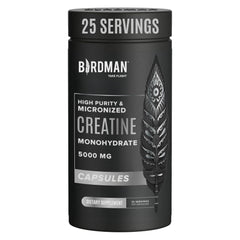 Birdman Micronized Creatine Monohydrate capsules bottle label front