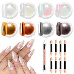 BISHENGYF Mermaid Pearl Chrome nail powder pink finish for a vibrant mirror look