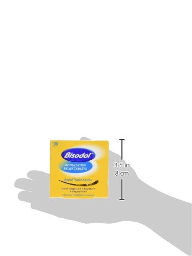 Product packaging and bottle of Bisodol Indigestion Relief Tablets X 100