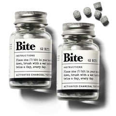 Front view of Bite Whitening Toothpaste Tablets with Mint Charcoal