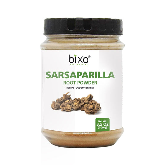 Front view of bixa BOTANICAL Sarsaparilla Root Powder 100g pack