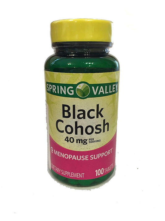 Bottle of Spring Valley Black Cohosh Extract 100 Tablets - front view