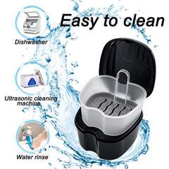 Waterproof lid on denture holder case