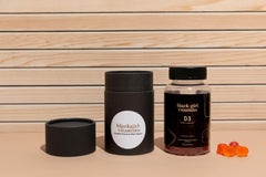Lifestyle image showing melanin-rich wellness with Vitamin D3 gummies