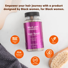 Packaging highlighting vegan and gluten-free attributes for Hair Food