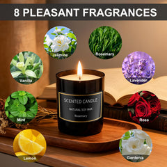Eight black glass candle jars in an 8-pack