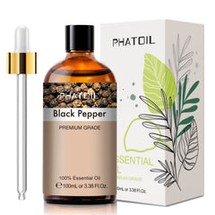 Black Pepper Essential Oil 100ml bottle with built-in dropper