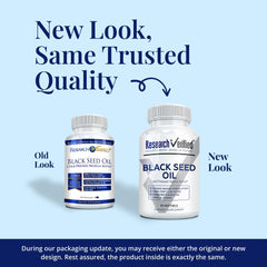 Back label view of Research Verified Black Seed Oil bottle