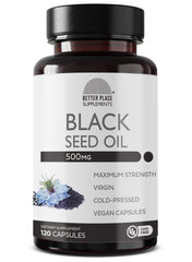 Bottle label: Black Seed Oil Capsules (500mg) - Non-GMO & Vegan
