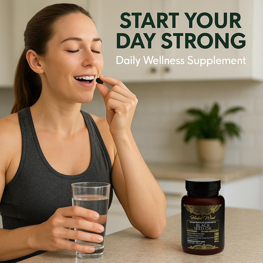 Back label on Black Seed Oil Capsules bottle showing supplement facts