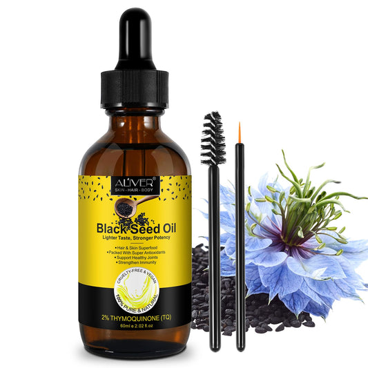 Organic cold-pressed black seed oil in 60ml bottle