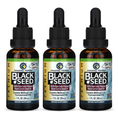 Front view of Amazing Herbs Black Seed Oil bottle - 1 oz (pack of 3)