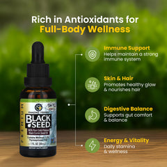 Graphic showing digestive health benefits of Black Seed Oil