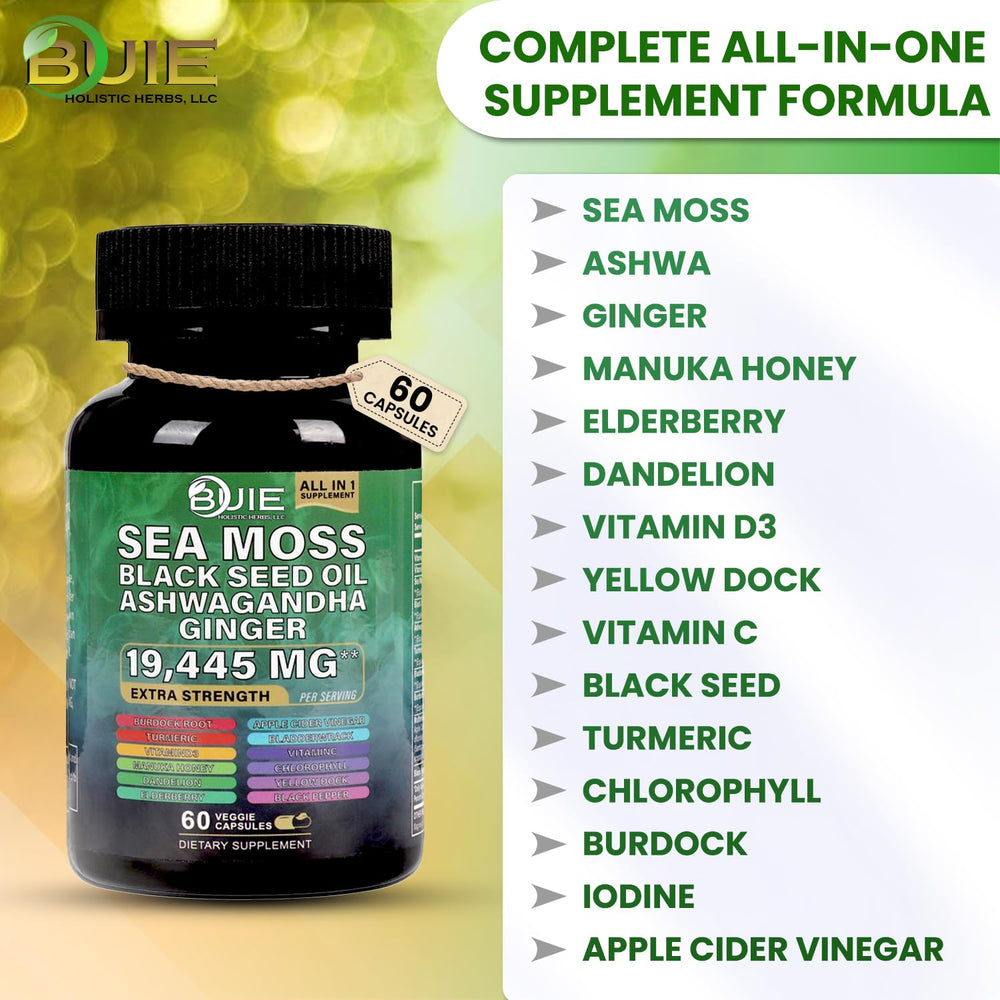 Black seed oil sea moss capsules label