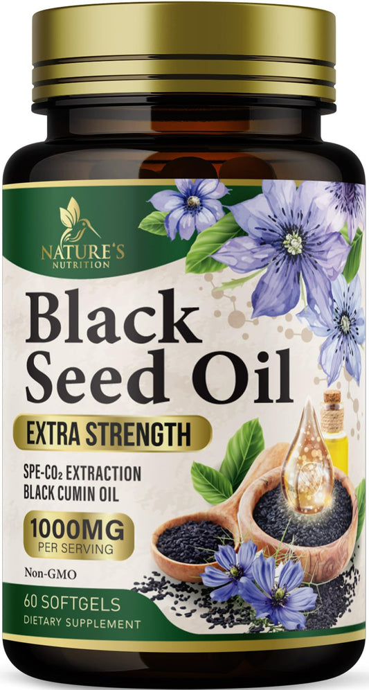 Bottle of Black Seed Oil Softgels 1000mg (60 count)