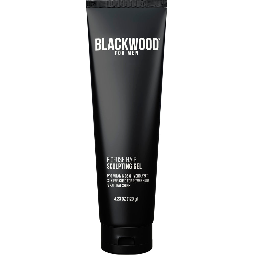 Blackwood For Men BioFuse Hair Sculpting Gel tube shows long-lasting hold for all hair types.