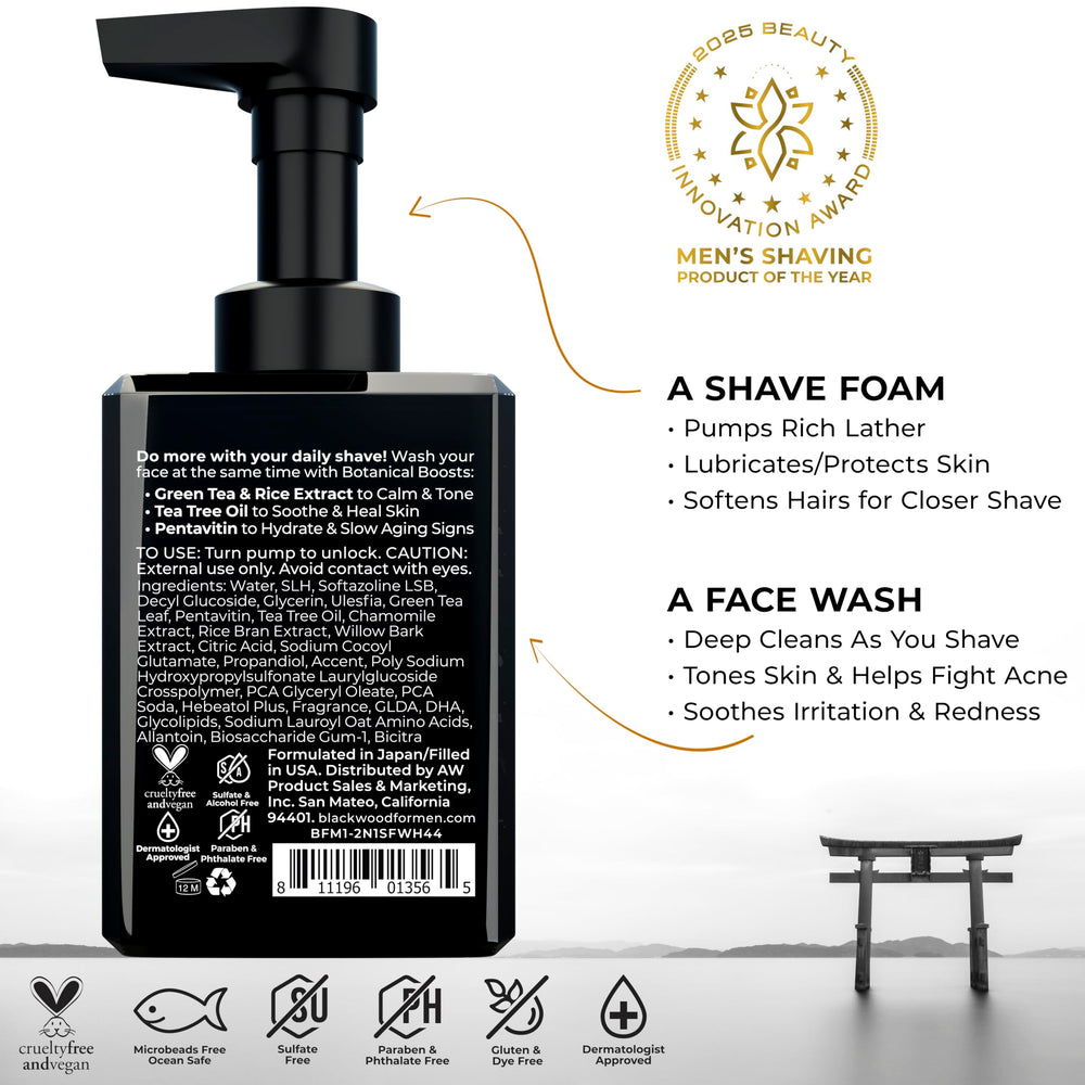 Blackwood For Men BioNutrient foam-lather close-up showing rich slip for shaving.
