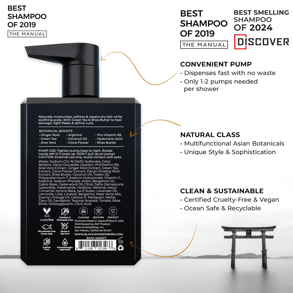 Blackwood For Men Hydroblast Shampoo with aloe vera soothing scalp while cleansing.