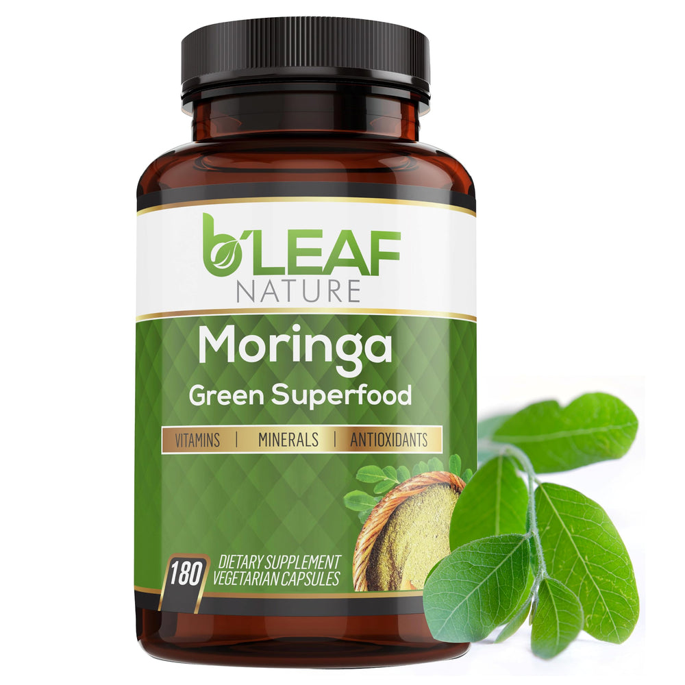 Bottle of B’Leaf Nature Moringa Capsules with 1000mg per serving