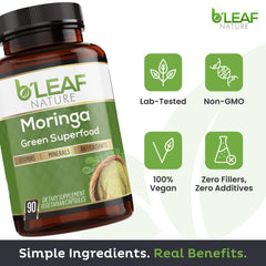 Organic Moringa Oleifera leaves ingredient close-up