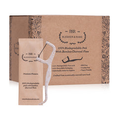 Bleeker & Rowe biodegradable floss picks with bamboo charcoal floss
