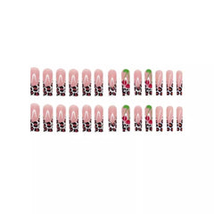 BLGTGH long square press-on nails on finger, easy DIY manicure.