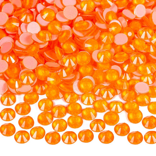 Blinginbox orange neon flatback rhinestones for nails and crafts with sparkling shine.