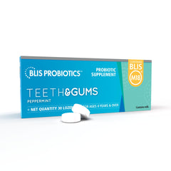 Front view of BLIS Teeth & Gums probiotic lozenges