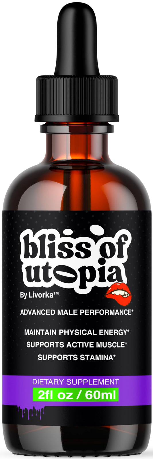 Front view of Bliss of Utopia Drops bottle