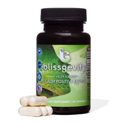 Blissgevity bottle showing 150mg apigenin and phenylethylamine